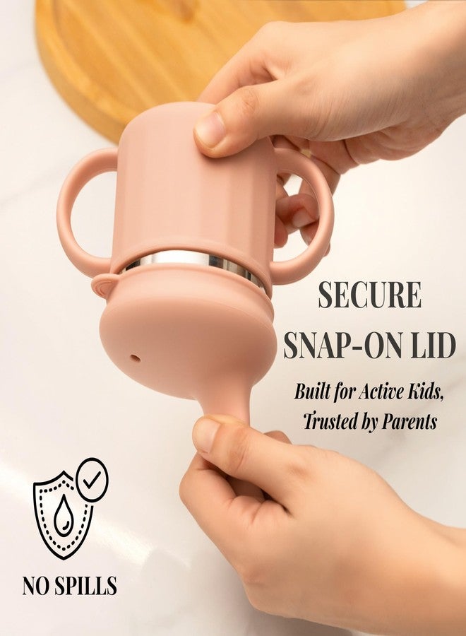 SELECTSHEN Stainless Steel Sippy Cup with Platinum Silicone Sleeve, Spill-Proof Spout & Pull-Proof Straw –Training Cup for Kids,Leak-Resistant, BPA-Free, Dishwasher Safe, with Handles & Brush - Image 3